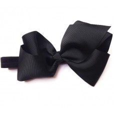 Large "Charlotte" grosgrain bow headband - Black
